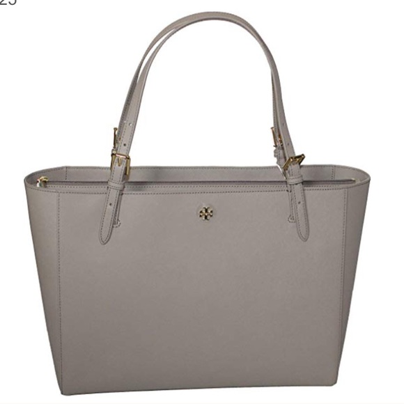 Tory Burch Bags Tory Burch Emerson Large Leather Tote French Gray